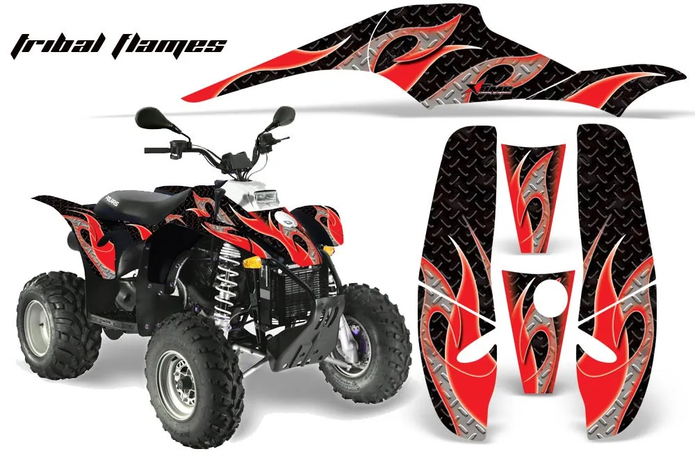 Polaris Trailblazer 350 ATV Graphic Kit - 1985-2009 Tribal Flames Red