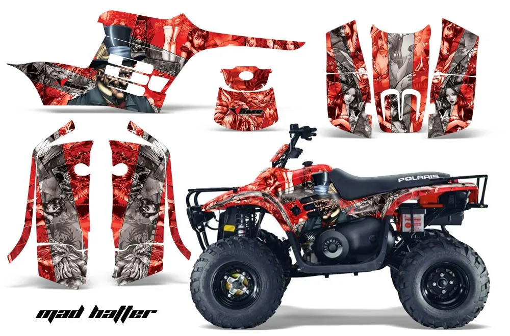 Polaris Trailboss 330 ATV Graphic Kit - 2004-2009 Mad Hatter Red
