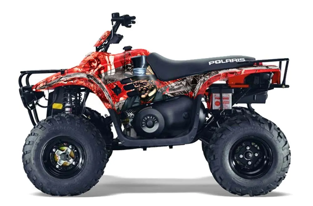 Polaris Trailboss 330 ATV Graphic Kit - 2004-2009 Mad Hatter Red