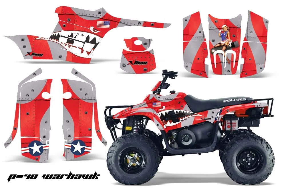 Polaris Trailboss 330 ATV Graphic Kit - 2004-2009 P40 Warhawk Red