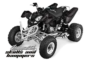 Polaris Predator 500 ATV Graphic Kit - 2002-2011 Skulls and Hammers Silver