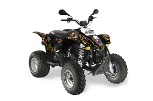 Polaris Scrambler / Trailblazer 500 ATV Graphic Kit - 1985-2009 Ed Hardy - Love Kills Black