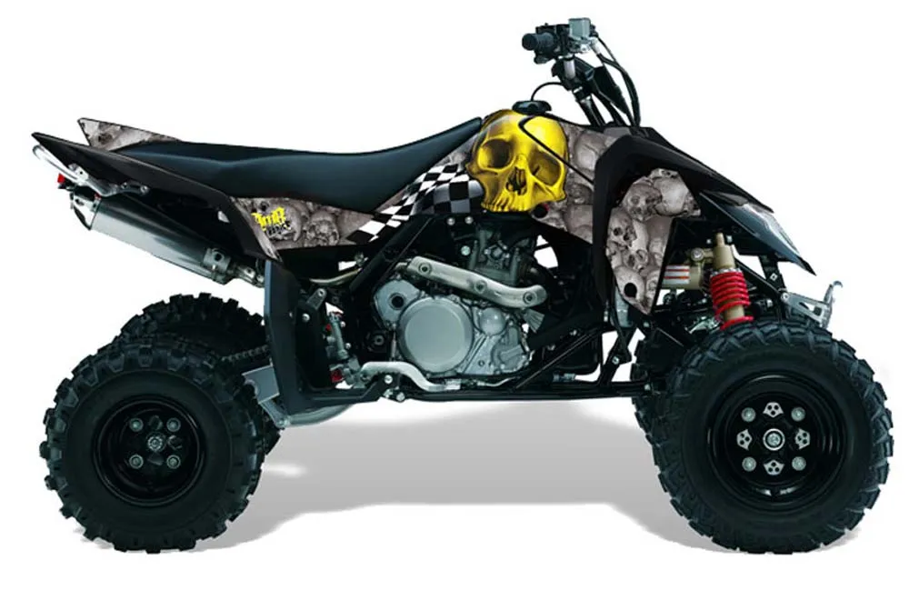 Suzuki LTR 450 ATV Graphic Kit - 2006-2009 Checkered Skull Yellow