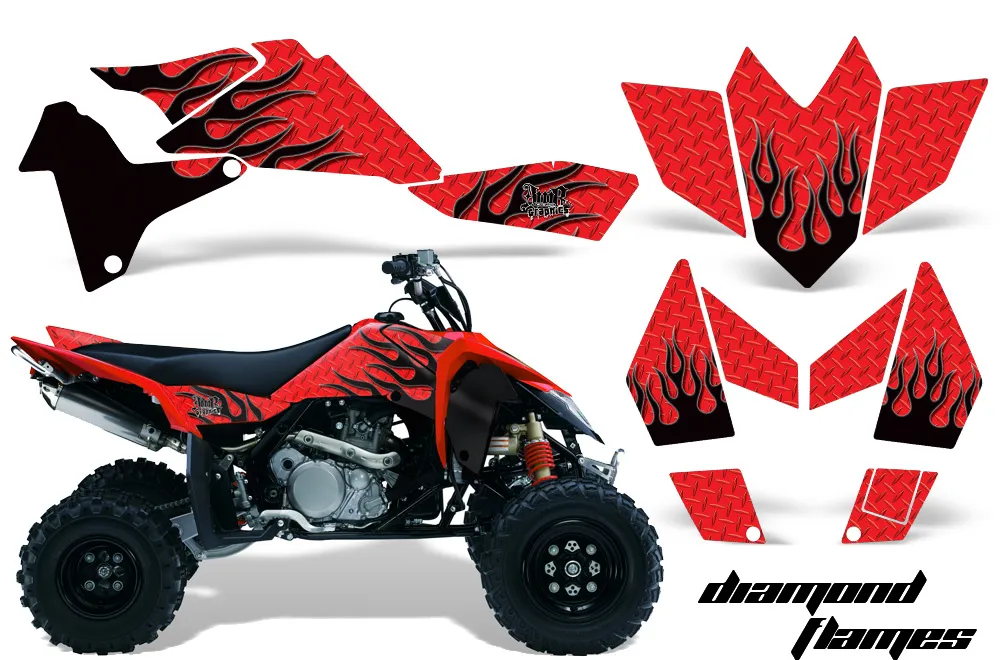 Suzuki LTR 450 ATV Graphic Kit - 2006-2009 Diamond Flames Red