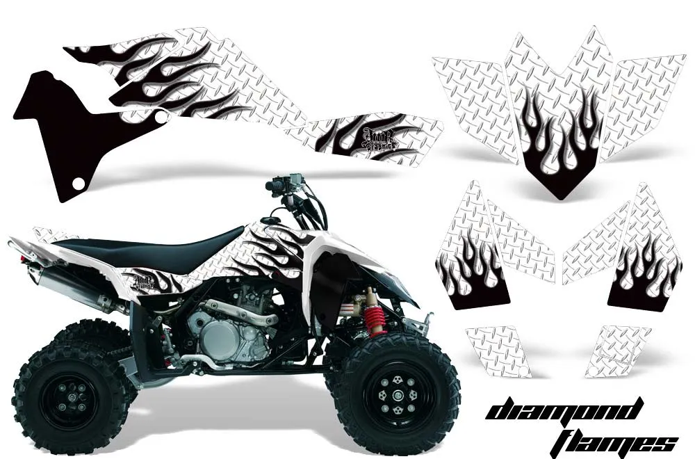 Suzuki LTR 450 ATV Graphic Kit - 2006-2009 Diamond Flames White