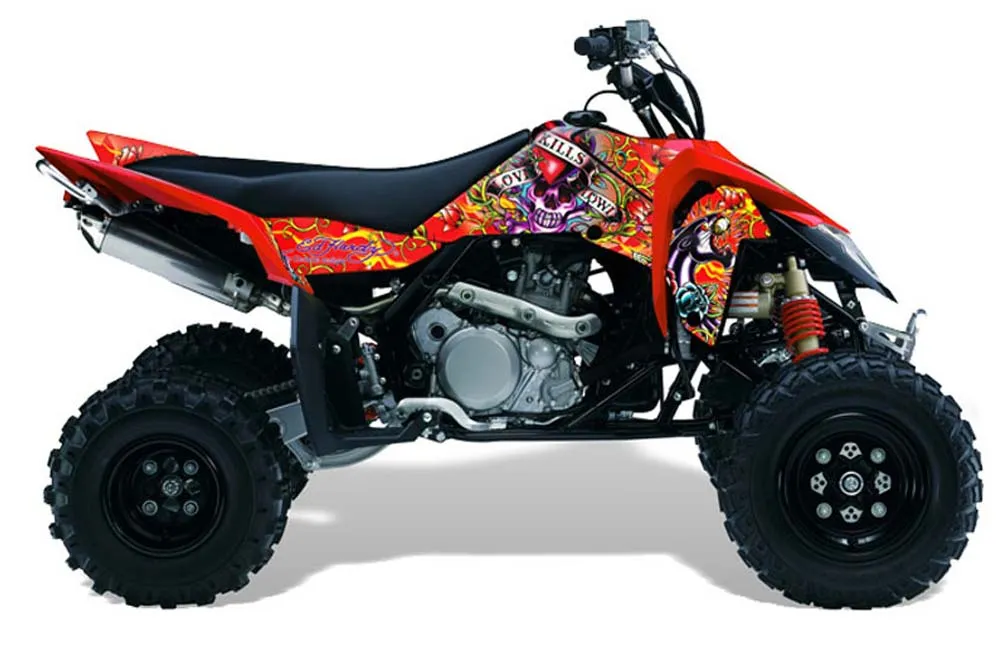 Suzuki LTR 450 ATV Graphic Kit - 2006-2009 Ed Hardy - Love Kills Red