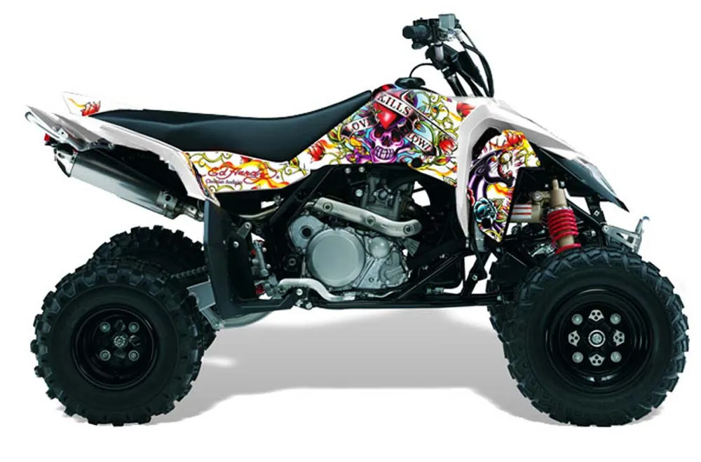 Suzuki LTR 450 ATV Graphic Kit - 2006-2009 Ed Hardy - Love Kills White