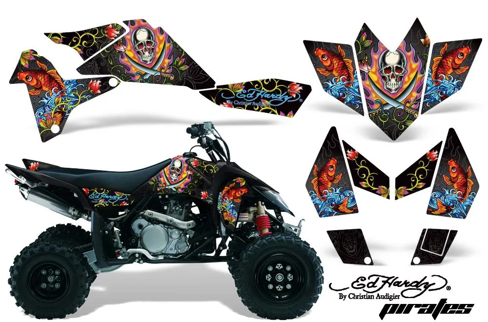 Suzuki LTR 450 ATV Graphic Kit - 2006-2009 Ed Hardy - Pirates Black