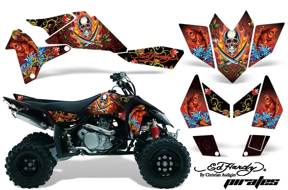 Suzuki LTR 450 ATV Graphic Kit - 2006-2009 Ed Hardy - Pirates Red