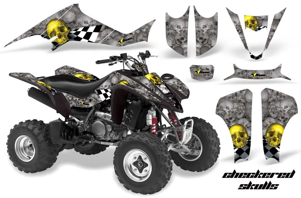 Suzuki LTZ 400 ATV Graphic Kit - 2003-2008 Checkered Skull Yellow