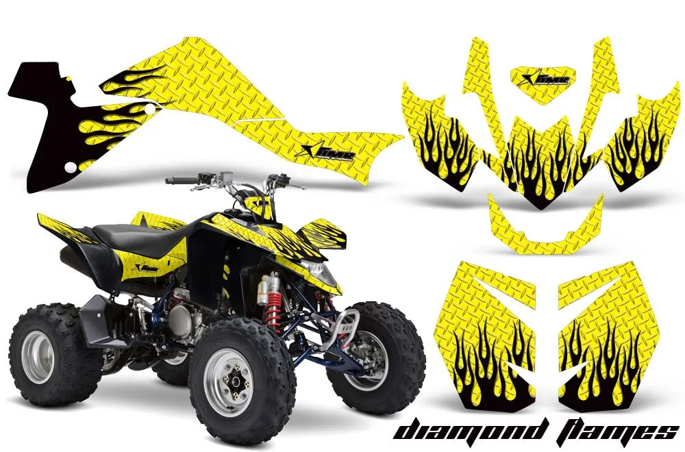 Suzuki LTZ 400 ATV Graphic Kit - 2009-2016 Diamond Flames Yellow
