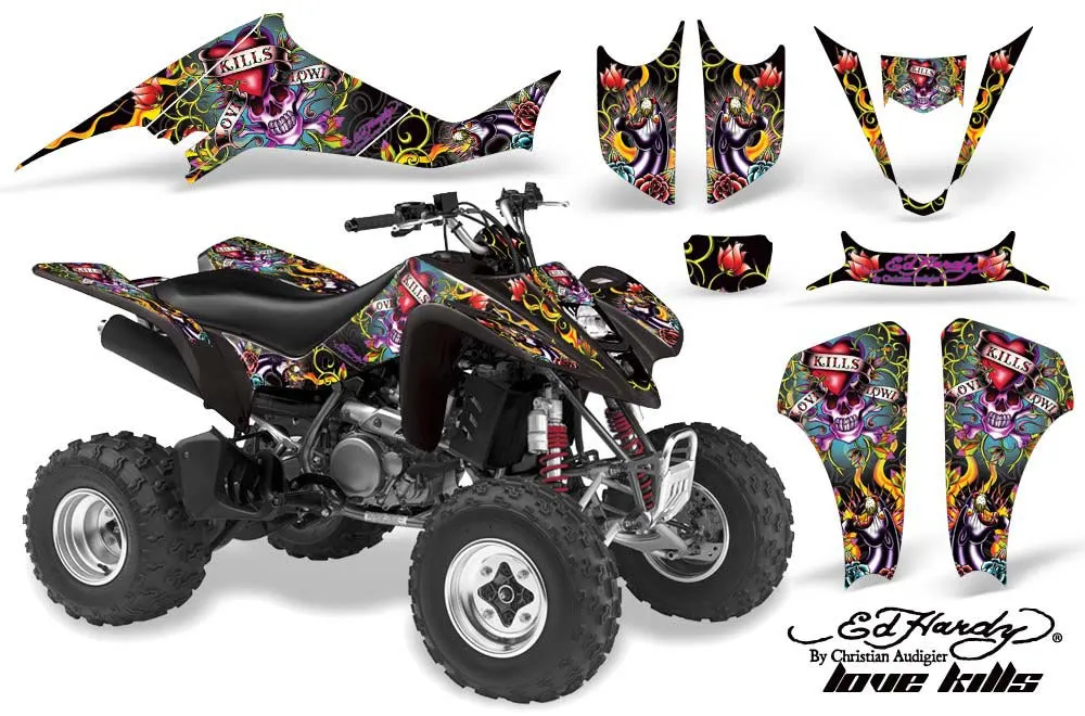 Suzuki LTZ 400 ATV Graphic Kit - 2003-2008 Ed Hardy - Love Kills Black