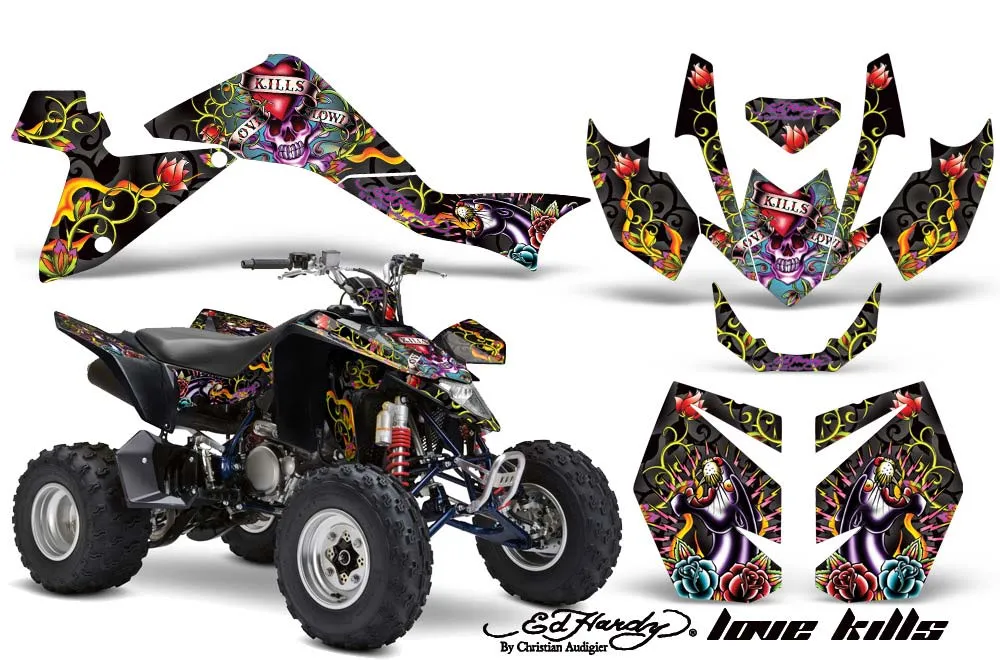 Suzuki LTZ 400 ATV Graphic Kit - 2009-2016 Ed Hardy - Love Kills Black