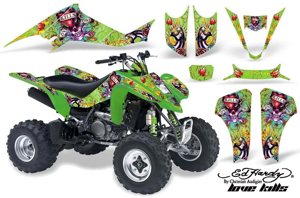 Suzuki LTZ 400 ATV Graphic Kit - 2003-2008 Ed Hardy - Love Kills Green