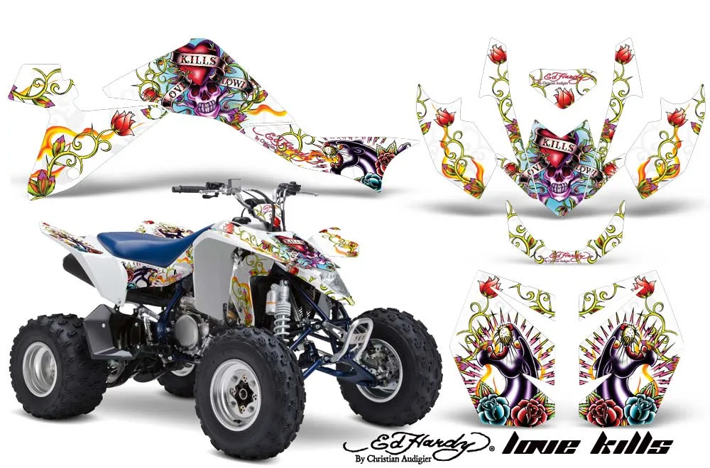 Suzuki LTZ 400 ATV Graphic Kit - 2009-2016 Ed Hardy - Love Kills White