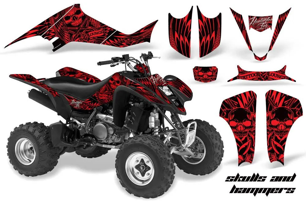 Suzuki LTZ 400 ATV Graphic Kit - 2003-2008 Skulls and Hammers Red