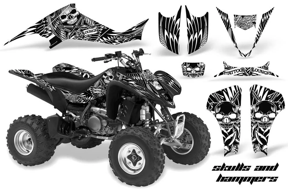 Suzuki LTZ 400 ATV Graphic Kit - 2003-2008 Skulls and Hammers White