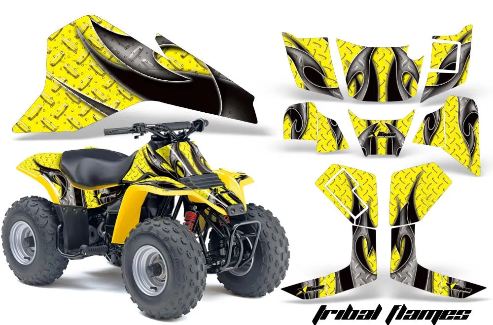 Suzuki QuadSport LT 80 ATV Graphic Kit - 1987-2006 Tribal Flames Black