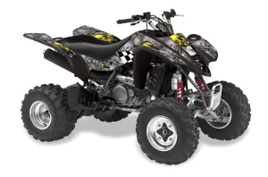 Suzuki LTZ 400 ATV Graphic Kit - 2003-2008 Checkered Skull Yellow