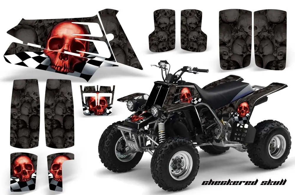 Yamaha Banshee 350 (Full Bore Plastics) ATV Graphic Kit - All Years Checkered Skull Red