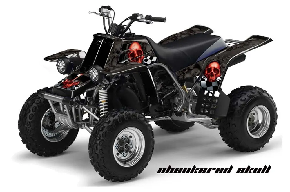 Yamaha Banshee 350 (Full Bore Plastics) ATV Graphic Kit - All Years Checkered Skull Red