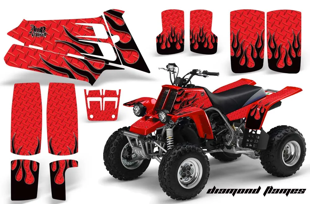Yamaha Banshee 350 (Full Bore Plastics) ATV Graphic Kit - All Years Diamond Flames Red