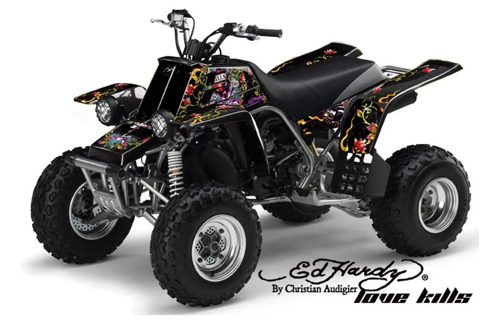 Yamaha Banshee 350 (Full Bore Plastics) ATV Graphic Kit - All Years Ed Hardy - Love Kills Black