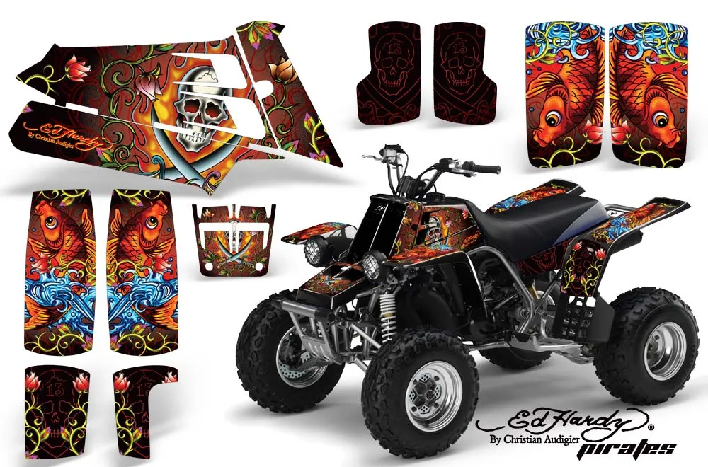 Yamaha Banshee 350 (Full Bore Plastics) ATV Graphic Kit - All Years Ed Hardy - Pirates Red