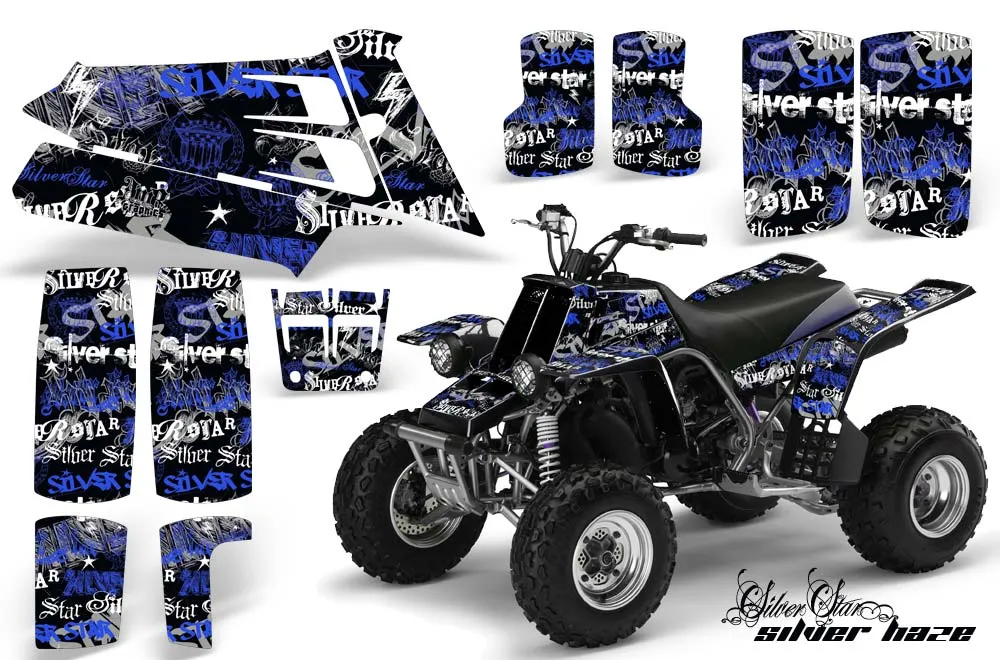 Yamaha Banshee 350 (Full Bore Plastics) ATV Graphic Kit - All Years Silver Star - Silverhaze Blue
