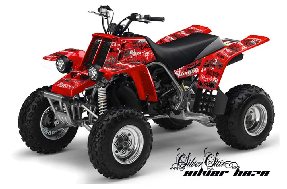 Yamaha Banshee 350 (Full Bore Plastics) ATV Graphic Kit - All Years Silver Star - Silverhaze Red
