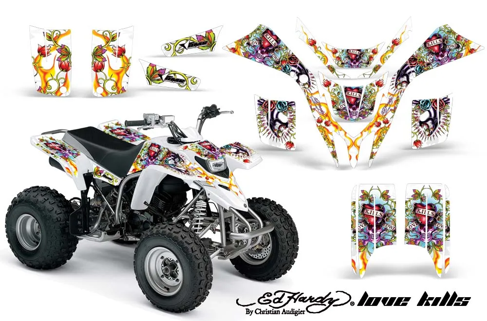 Yamaha Blaster YFS200 ATV Graphic Kit - 1988-2001 Ed Hardy - Love Kills White