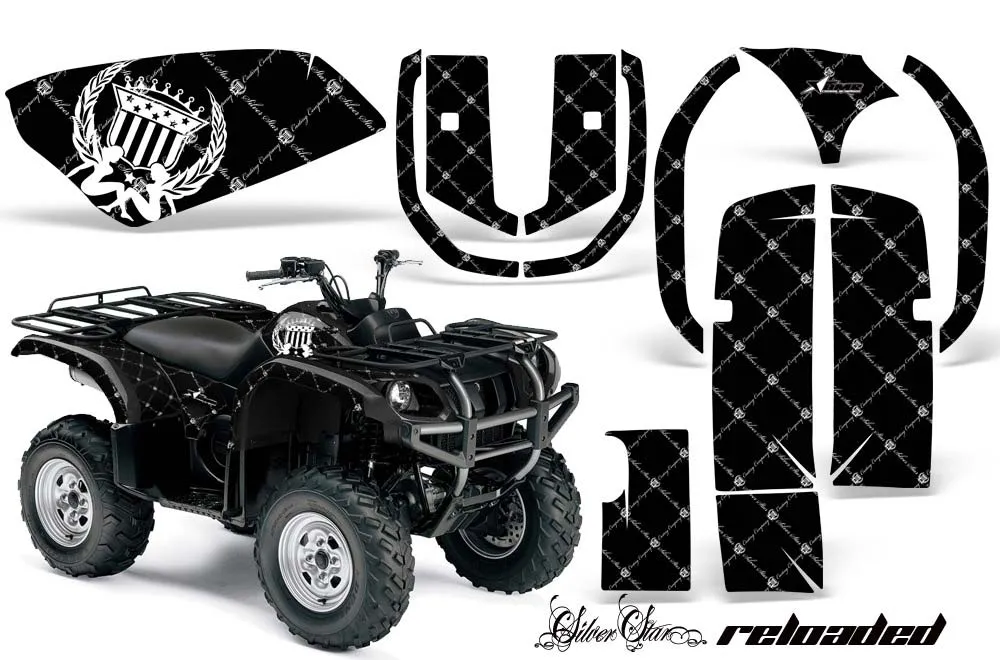Yamaha Grizzly 660 ATV Graphic Kit - All Years Silver Star - Reloaded Black