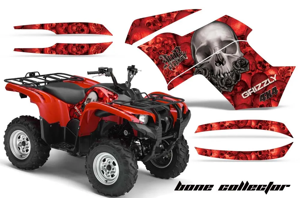 Yamaha Grizzly 700 / 550 ATV Graphic Kit - 2007-2014 Bone Collector Red