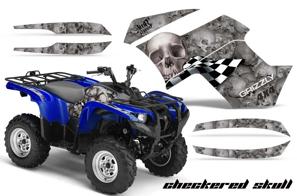 Yamaha Grizzly 700 / 550 ATV Graphic Kit - 2007-2014 Checkered Skull Blue