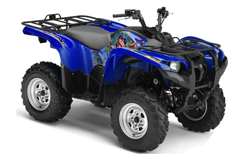 Yamaha Grizzly 700 / 550 ATV Graphic Kit - 2007-2014 Ed Hardy - Love Kills Blue