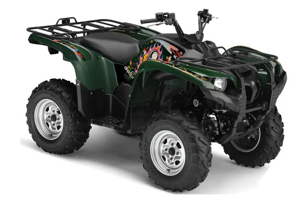 Yamaha Grizzly 700 / 550 ATV Graphic Kit - 2007-2014 Ed Hardy - Pirates Green