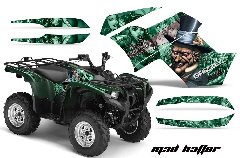 Yamaha Grizzly 700 / 550 ATV Graphic Kit - 2007-2014 Mad Hatter Green