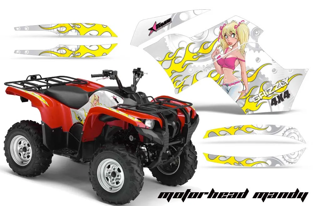 Yamaha Grizzly 700 / 550 ATV Graphic Kit - 2007-2014 Motorhead Mandy Red
