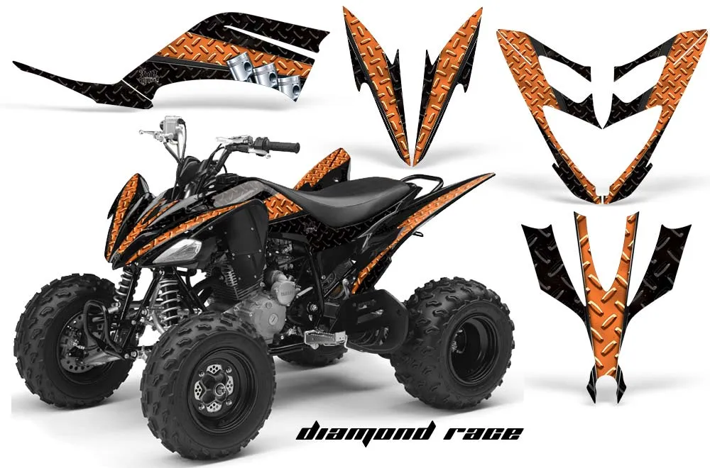 Yamaha Raptor 250 ATV Graphic Kit - 2008-2014 Diamond Race Orange