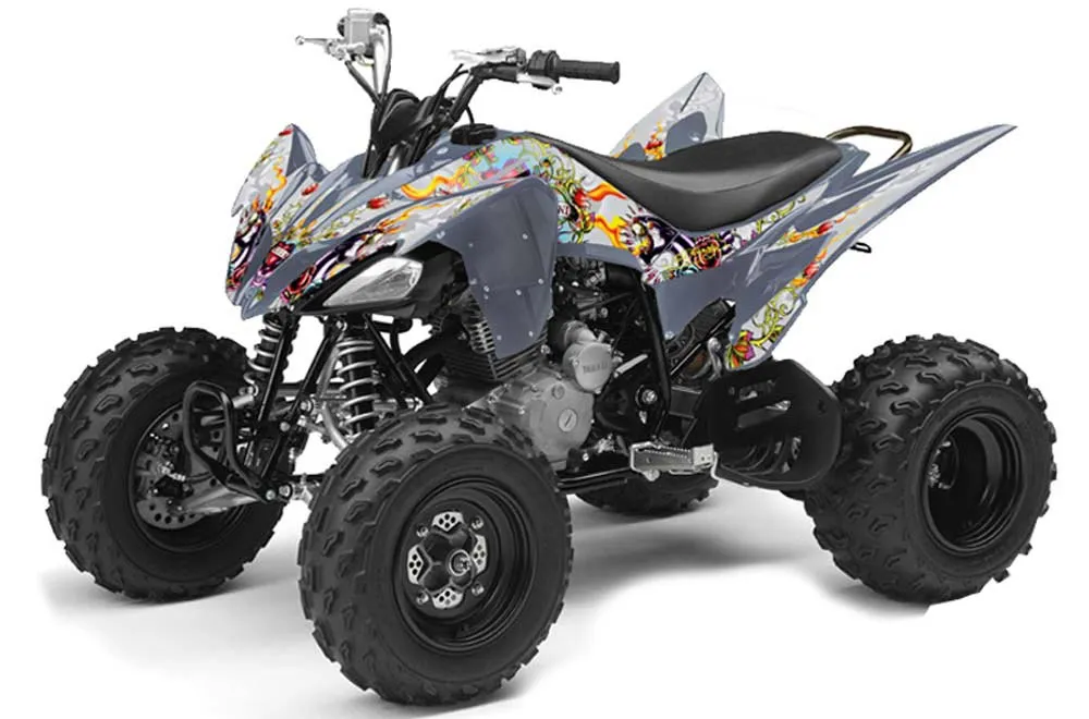 Yamaha Raptor 250 ATV Graphic Kit - 2008-2014 Ed Hardy - Love Kills Silver