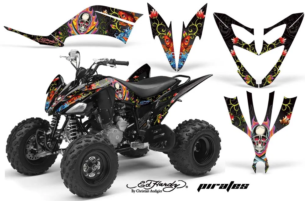 Yamaha Raptor 250 ATV Graphic Kit - 2008-2014 Ed Hardy - Pirates Black