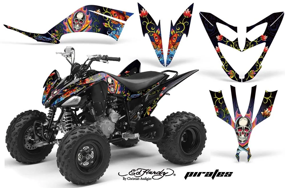 Yamaha Raptor 250 ATV Graphic Kit - 2008-2014 Ed Hardy - Pirates Blue