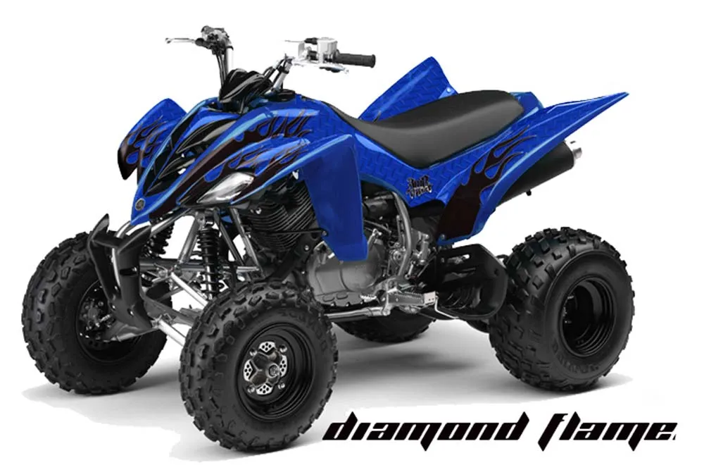 Yamaha Raptor 350 ATV Graphic Kit - 2004-2014 Diamond Flames Blue