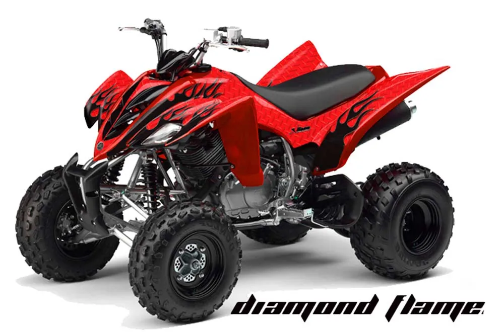 Yamaha Raptor 350 ATV Graphic Kit - 2004-2014 Diamond Flames Red