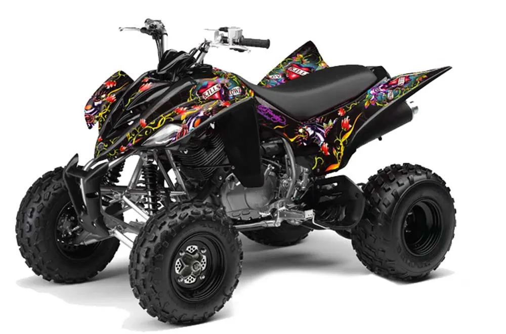 Yamaha Raptor 350 ATV Graphic Kit - 2004-2014 Ed Hardy - Love Kills Black
