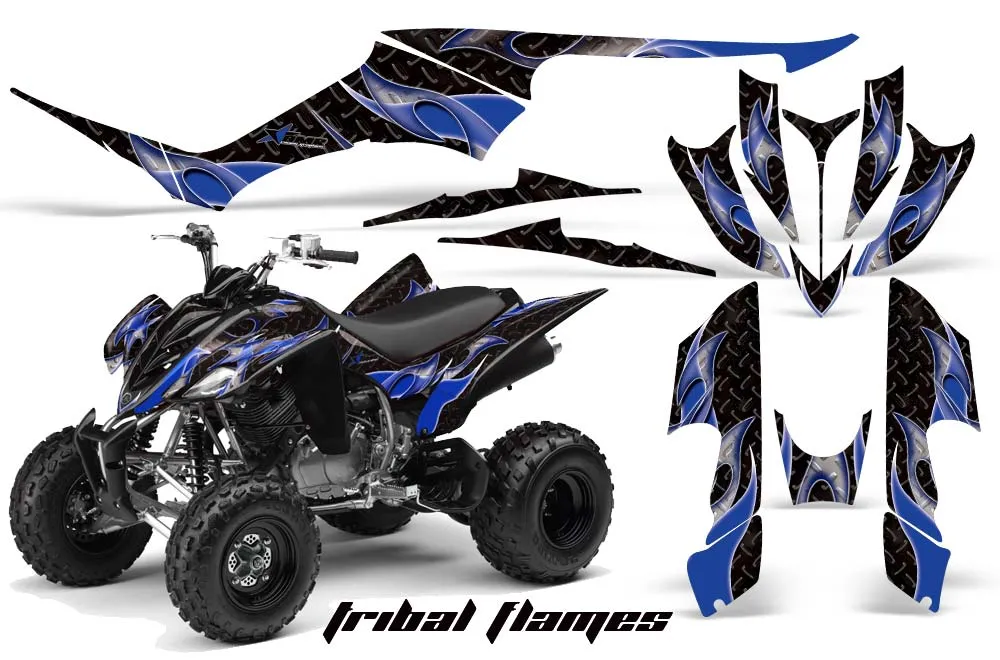 Yamaha Raptor 350 ATV Graphic Kit - 2004-2014 Tribal Flames Blue