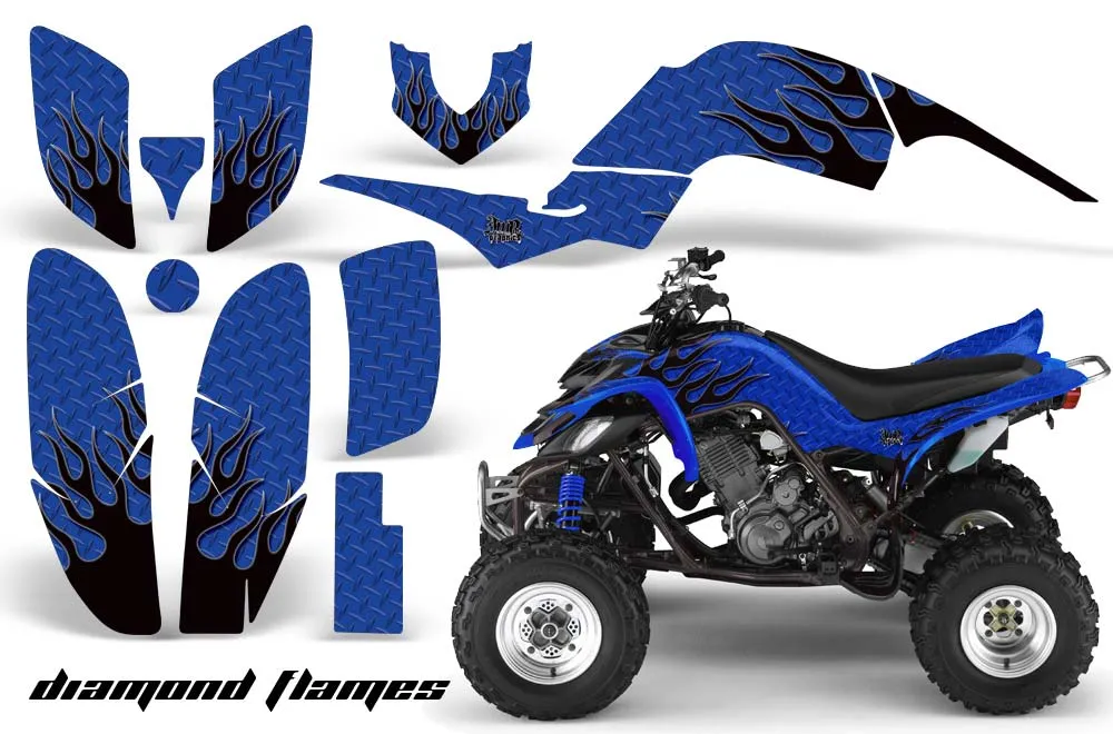 Yamaha Raptor 660 ATV Graphic Kit - 2001-2005 Diamond Flames Blue