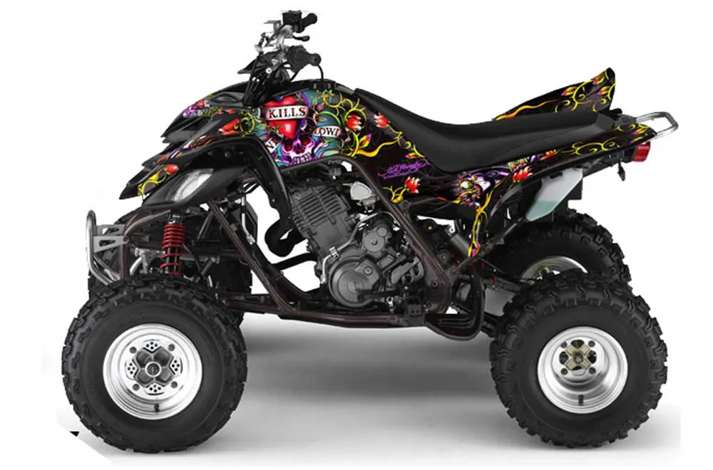 Yamaha Raptor 660 ATV Graphic Kit - 2001-2005 Ed Hardy - Love Kills Black