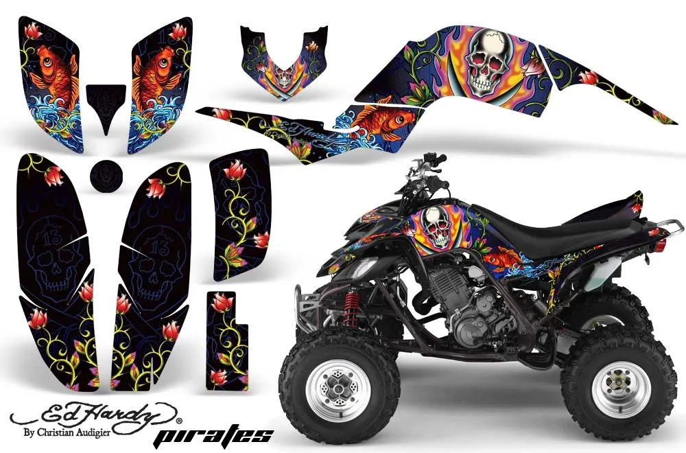 Yamaha Raptor 660 ATV Graphic Kit - 2001-2005 Ed Hardy - Pirates Blue