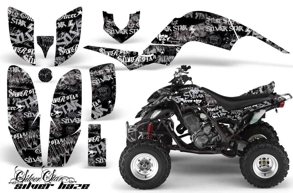 Yamaha Raptor 660 ATV Graphic Kit - 2001-2005 Silver Star - Silverhaze Black